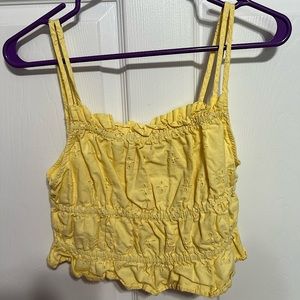 cropped yellow snitched top